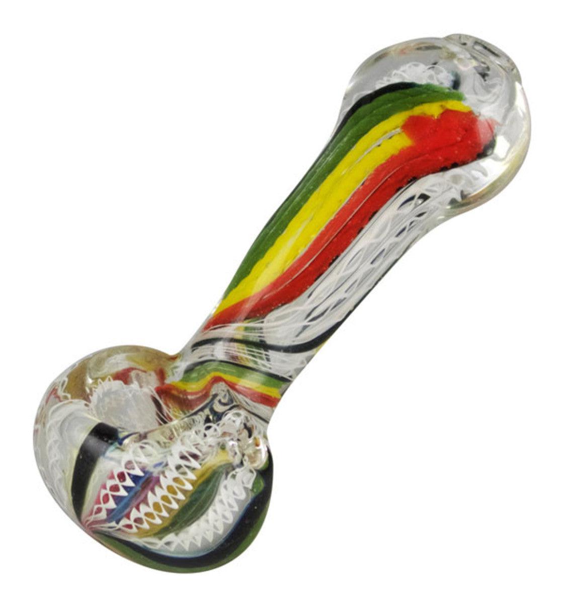 Worked Rasta Hand Pipe- COLORS VARY-