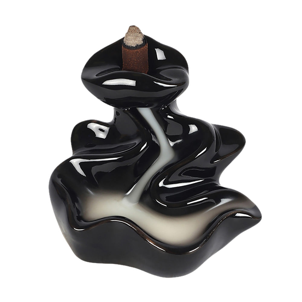 Winding River Black Ceramic Backflow Incense Burner | 3.75"