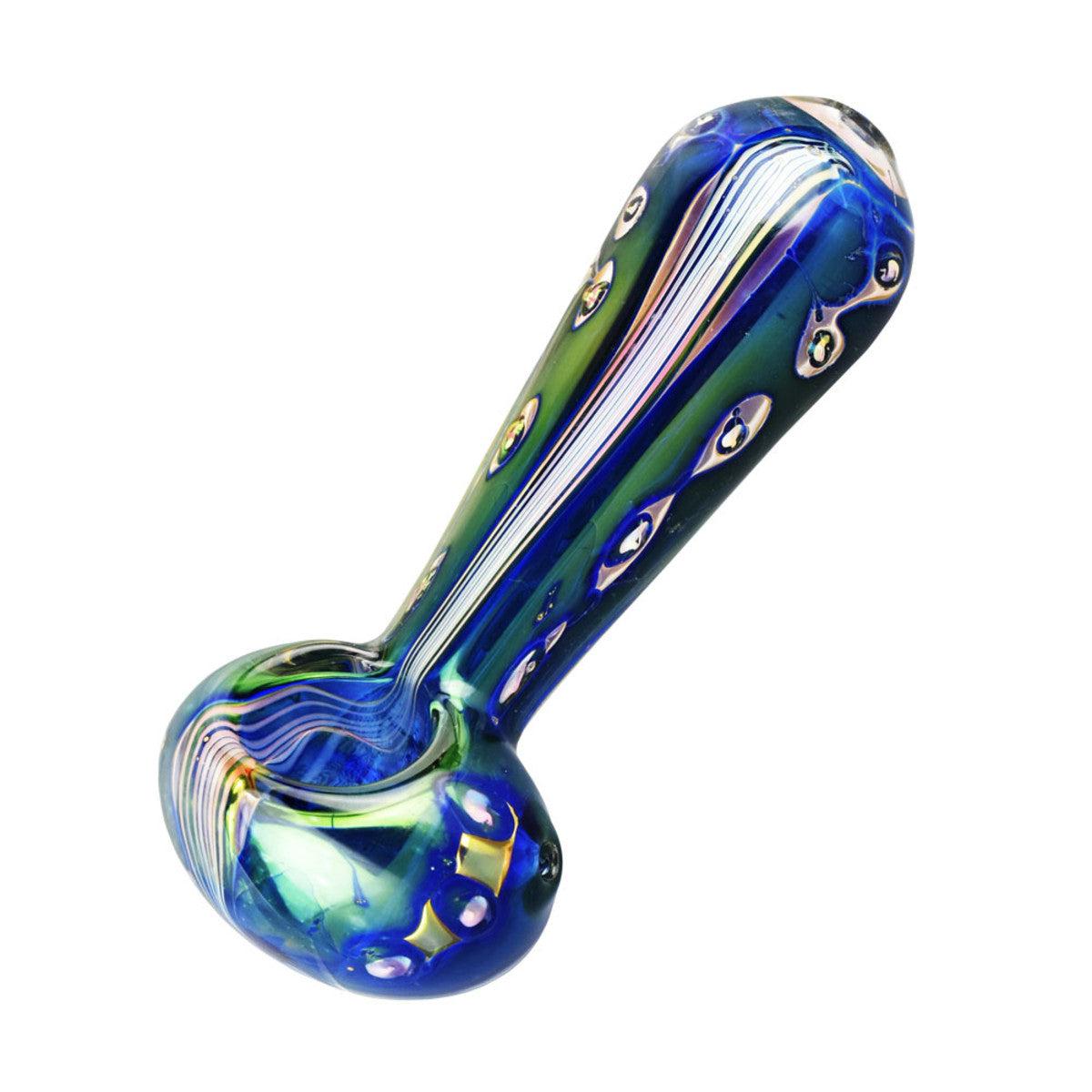 Iridescent Stripes and Spots Glass Pipe