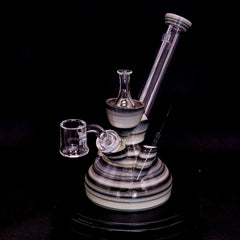 Black and white unbreakable shatterproof Dab Rig with quartz banger, dab tool and glass carb cap