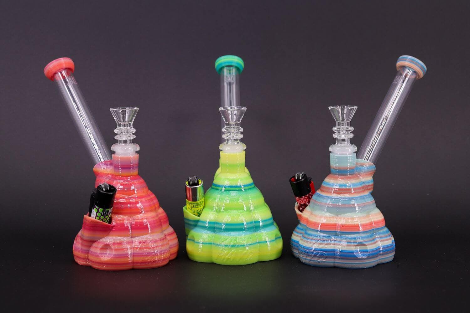 A group of 3 Cotton Mouth's together - Amazing 3D Printed Water Pipe by Kayd Mayd